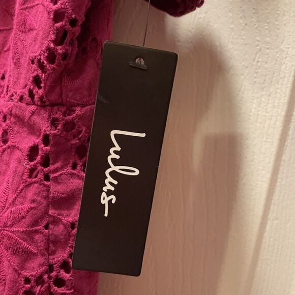 Lulu’s Biscay Magenta Ruffled Eyelet Lace Dress - Picture 6 of 8
